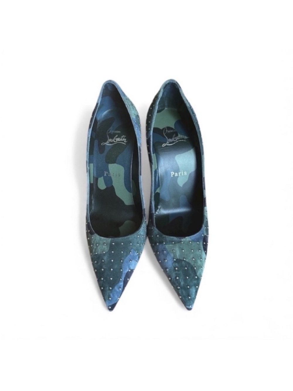 Christian Louboutin Kate
100mm Plume stud camo heels
RETAIL 995 - Picture 4 of 10